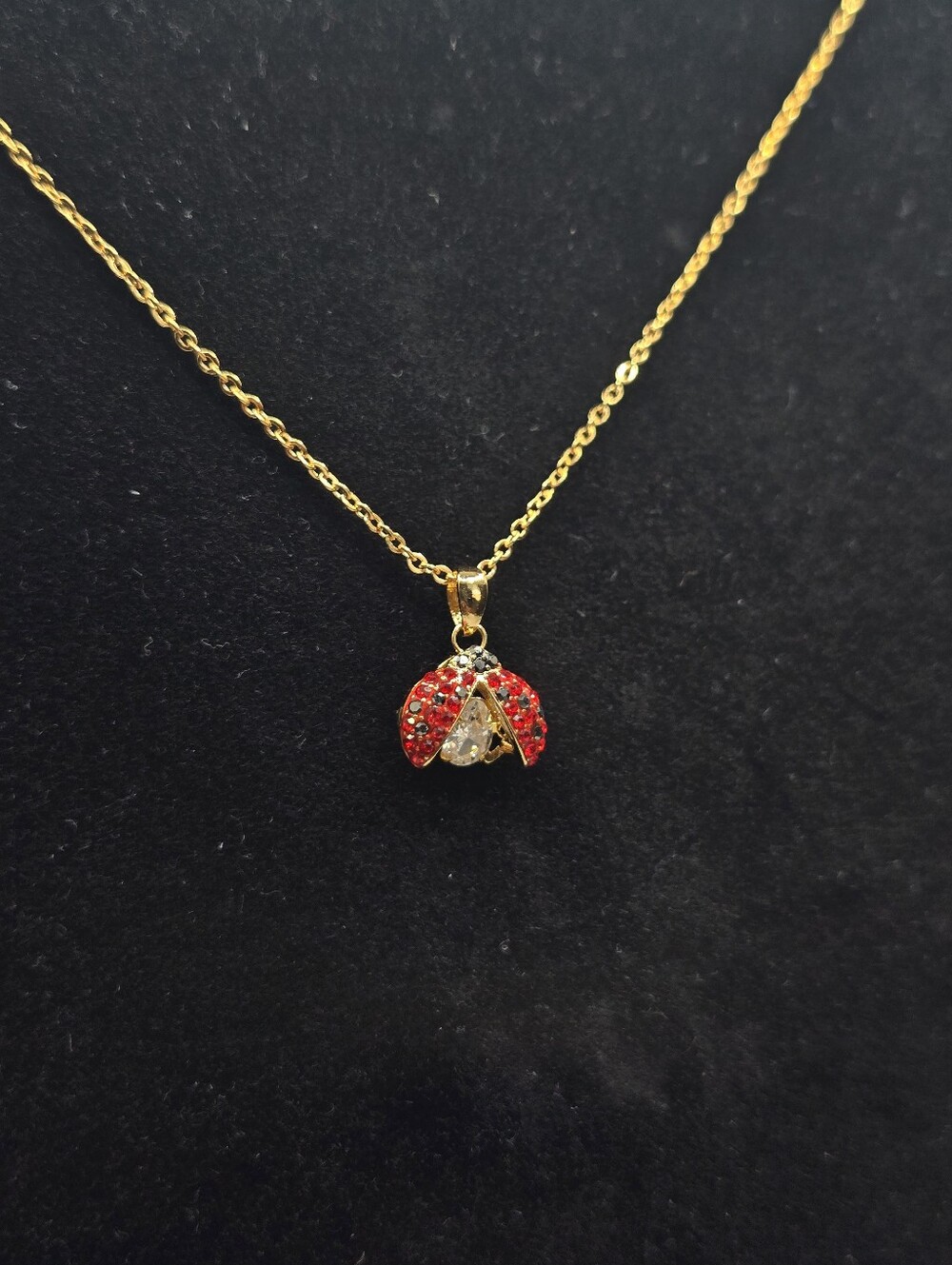Swarovski Ladybug Pendant Necklace – Red, Black & Clear Crystal, Gold-Tone - Picture 6 of 13